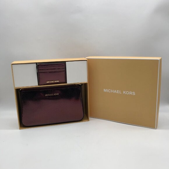 Michael Kors Oxblood Rouge Sombre Leather Shoulder Bag Gift Set - Picture 12 of 12